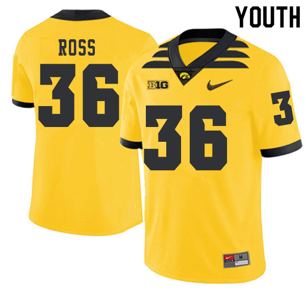 2019 Youth #36 Brady Ross Iowa Hawkeyes College Football Alternate Jerseys Sale-Gold